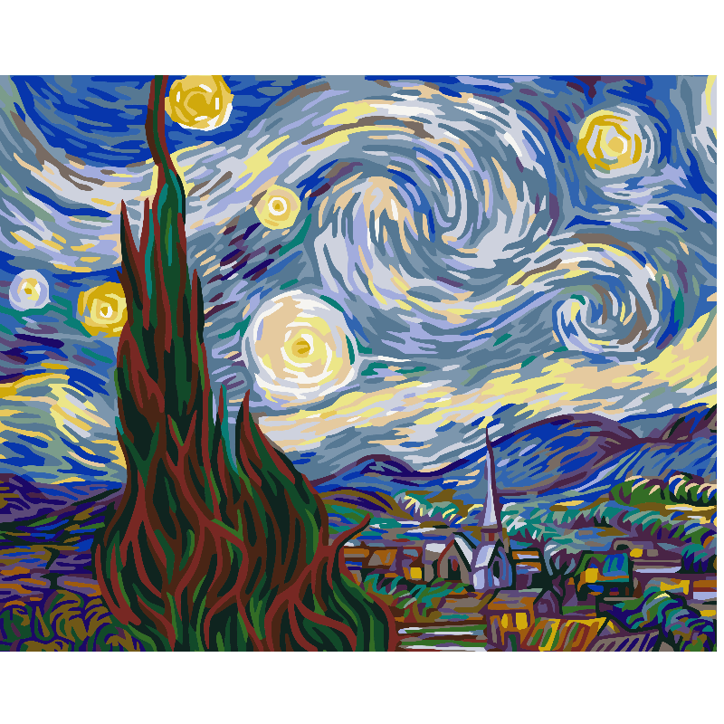 Kit Paint by numbers 40x50 Noche estrellada - Van Gogh | WC6768 Main Image